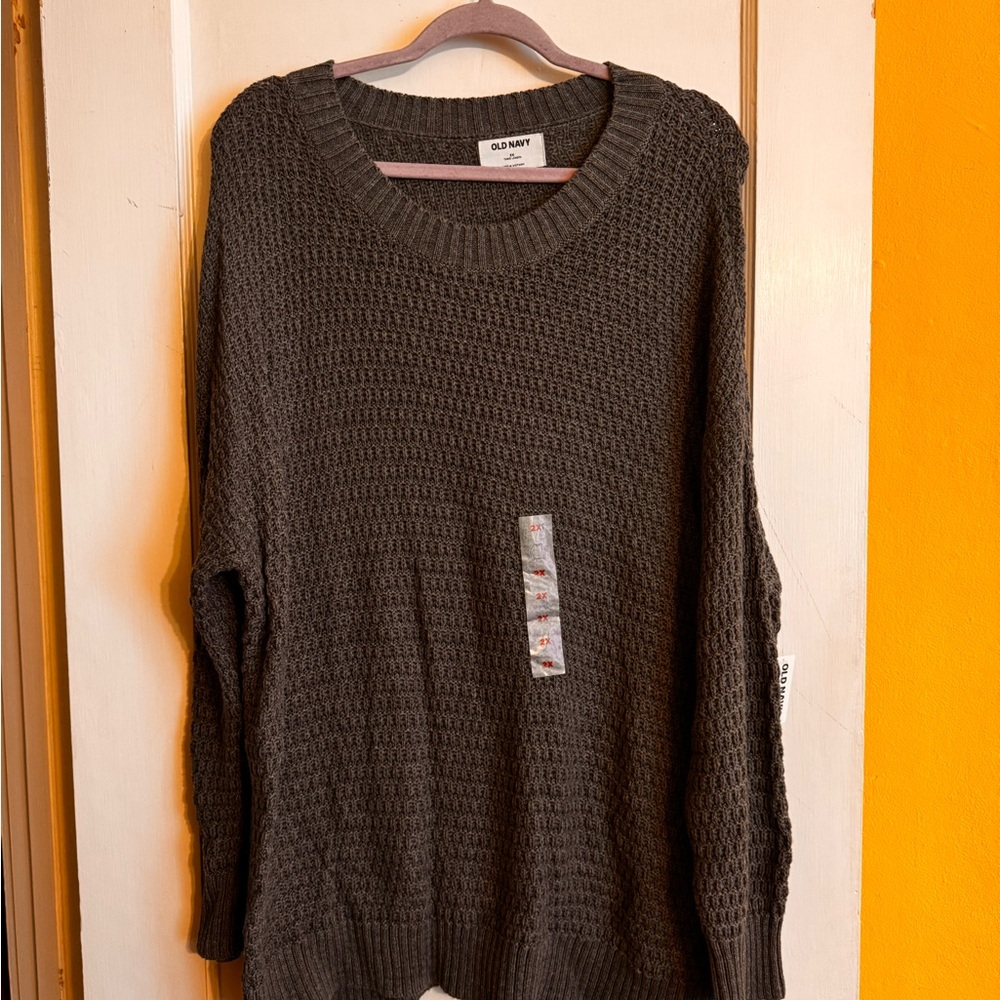 Old Navy Gray Waffle Knit Sweater